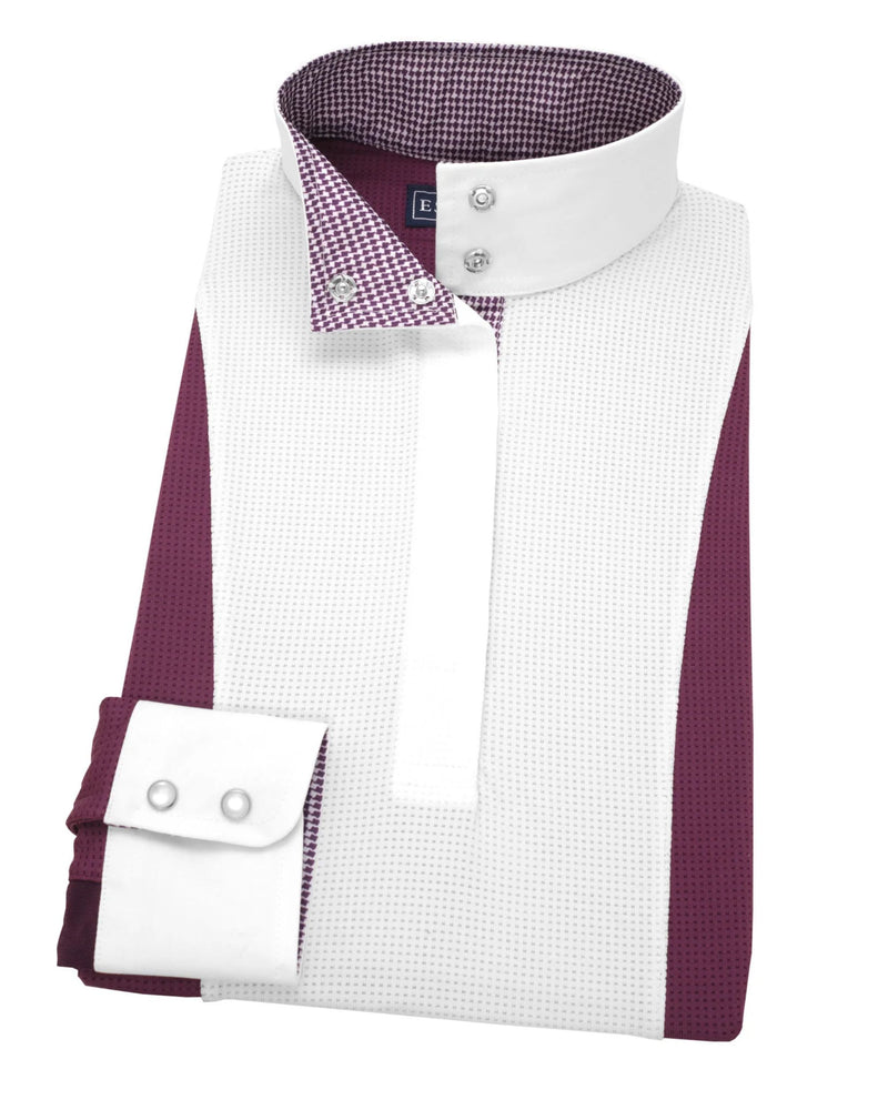 Essex Houndstooth Luna Performance Long Sleeve Show Shirt - Plum