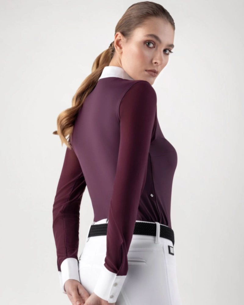 Camisa de manga larga Equiline Golk Show - Amaranto