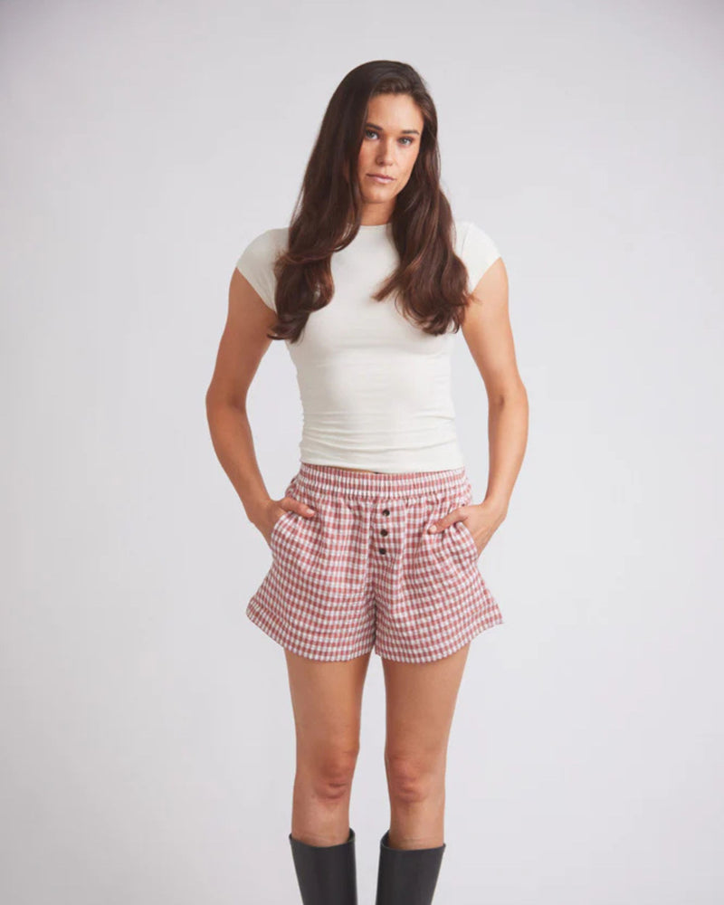 Solid Citizen Kent Gingham Shorts - Cherry Pie