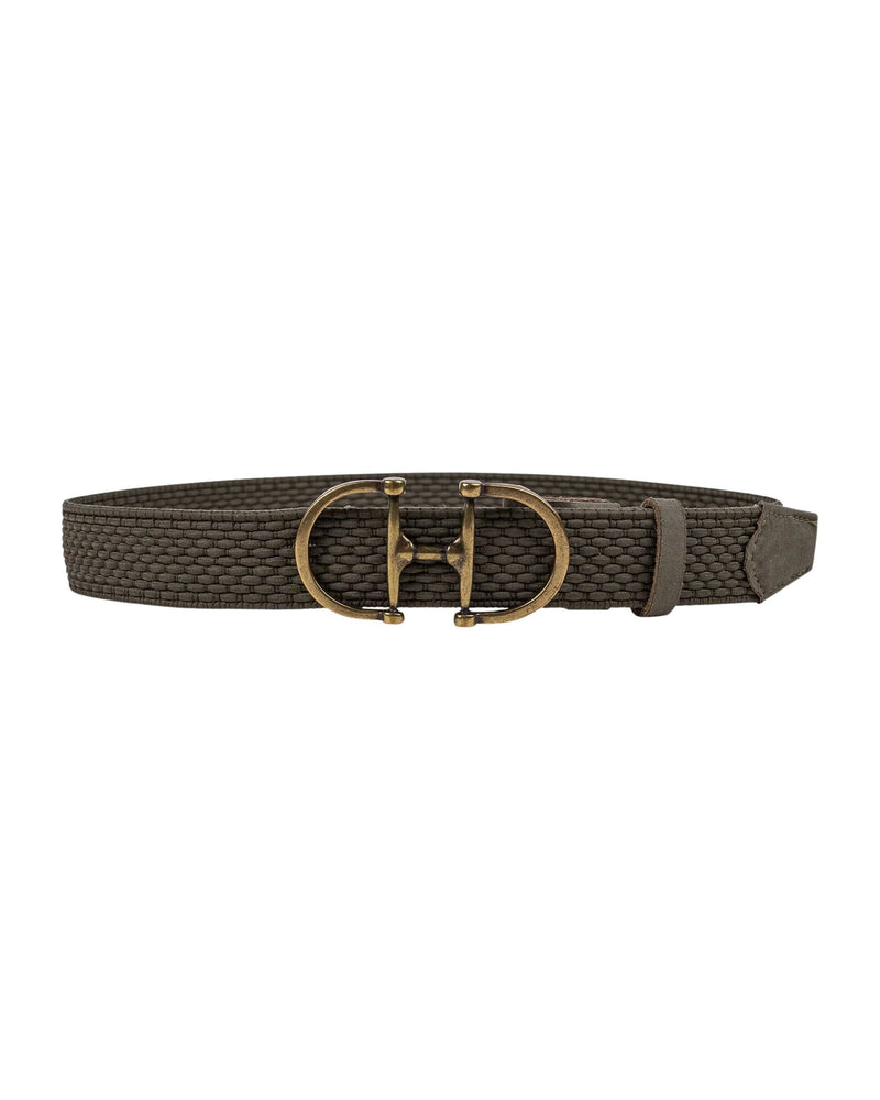 Amsterdam Heritage Hayden Elastic Belt with Gold Bit Buckle - Olive