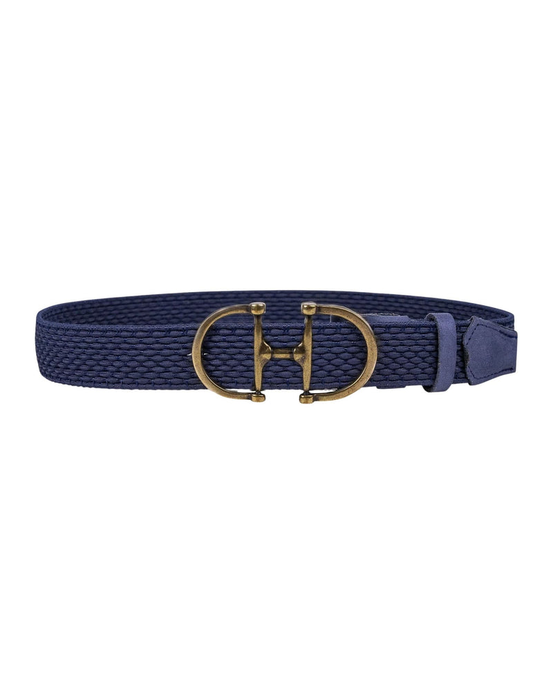 Amsterdam Heritage Hayden Elastic Belt with Gold Bit Buckle - Navy