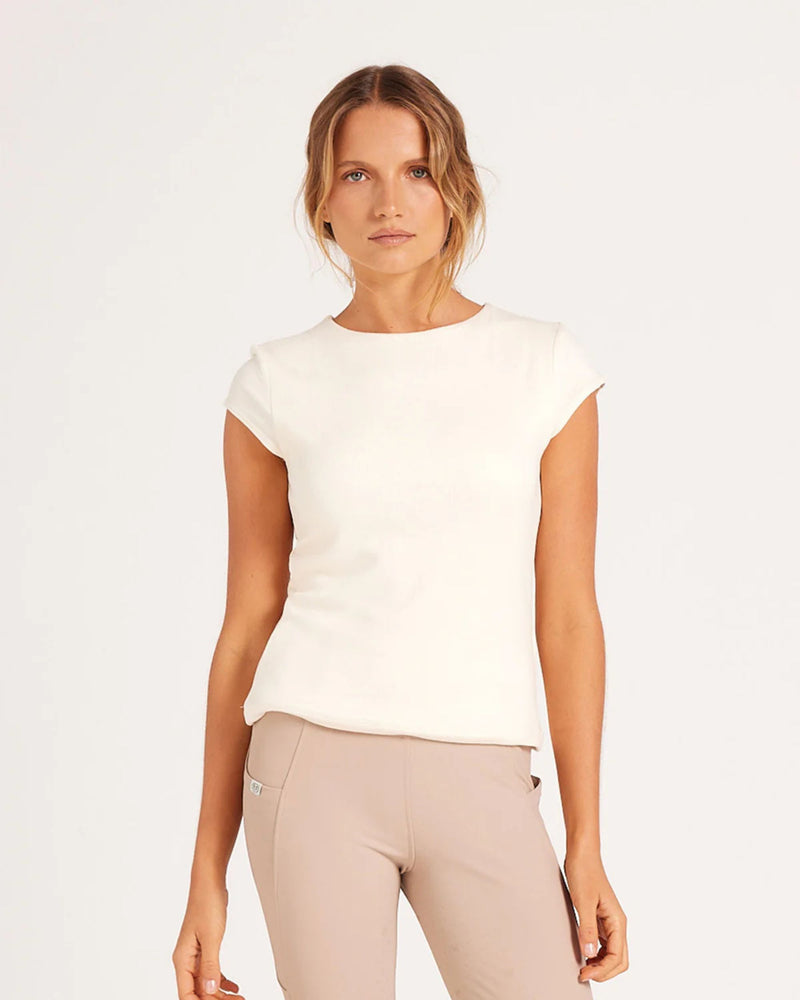 Milrey Ribbed Cap Sleeve Riding Top - Black