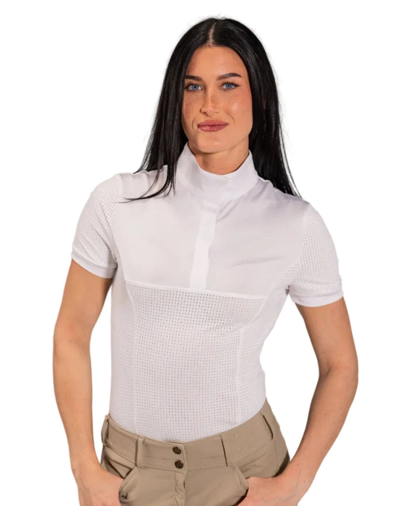 Equisite Genevieve Zip Show Shirt - White
