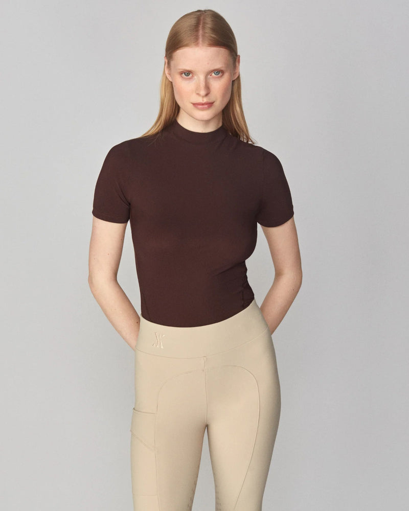 Yagya Lightweight Short Sleeve Top - Dark Brown