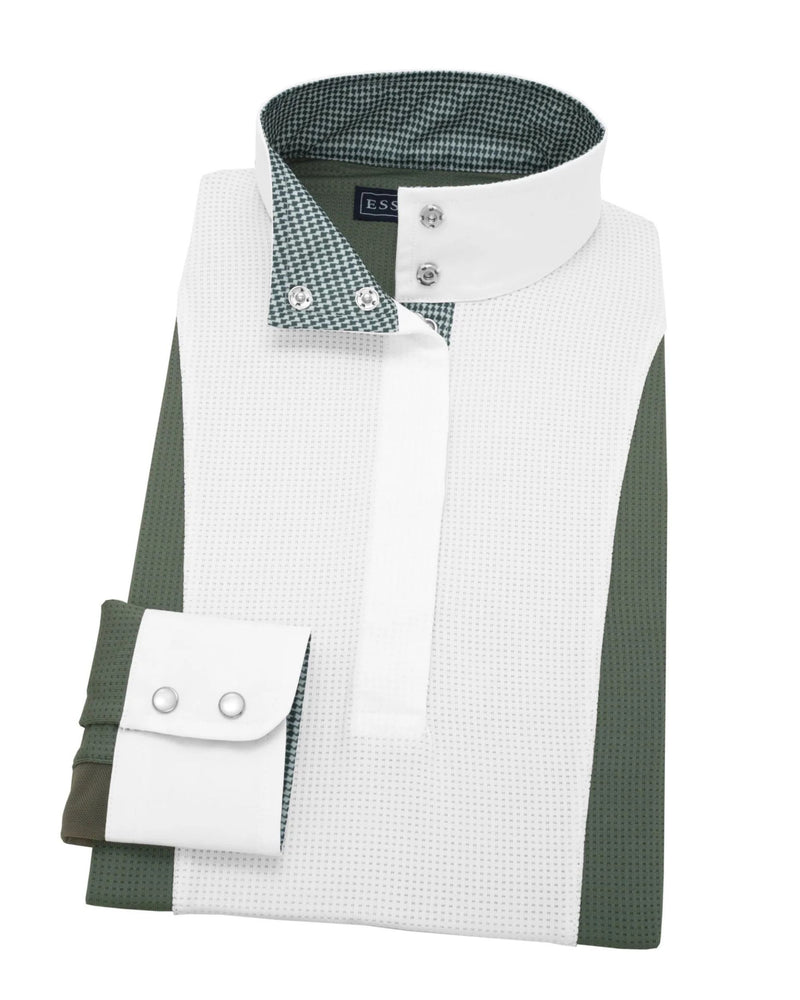 Essex Houndstooth Luna Performance Long Sleeve Show Shirt - Sage