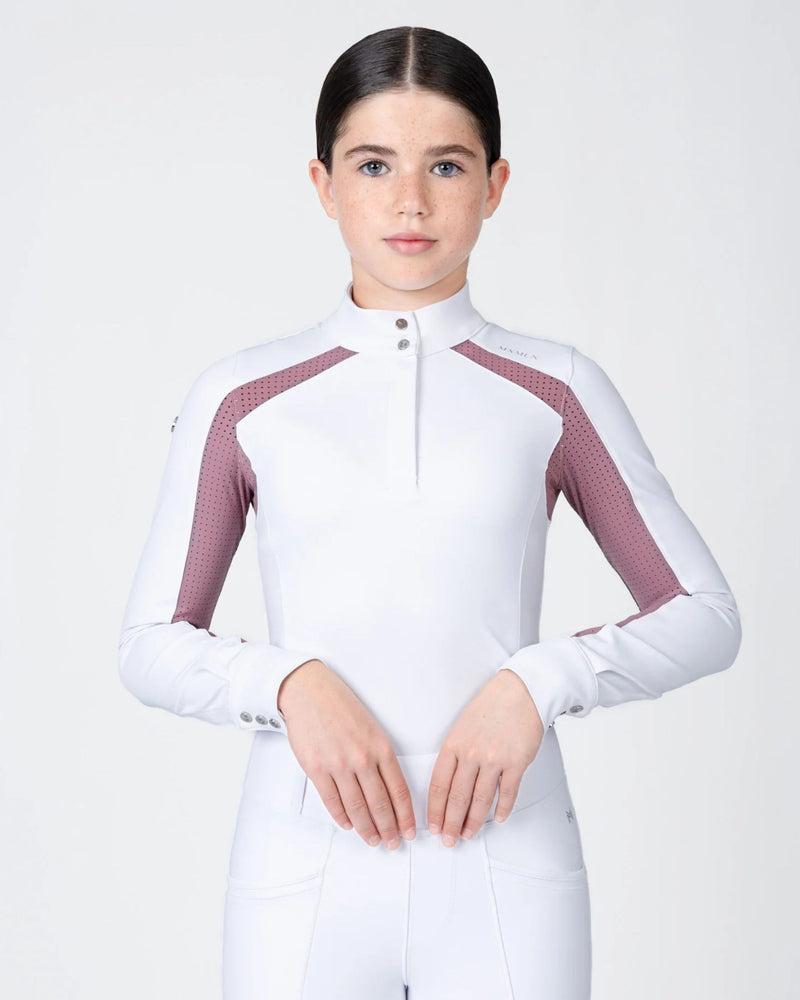 Maximilian YR Aveen Long Sleeve Show Shirt - White/Mauve