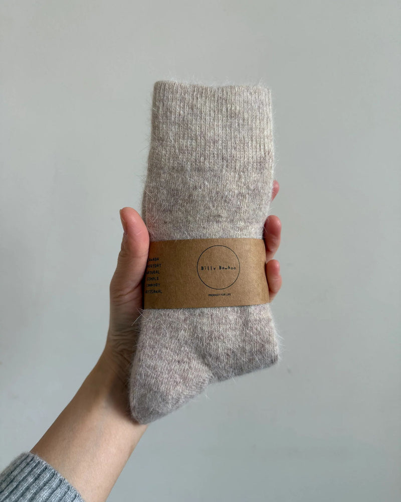 Billy Bamboo Fluffy Angora Socks - Beige