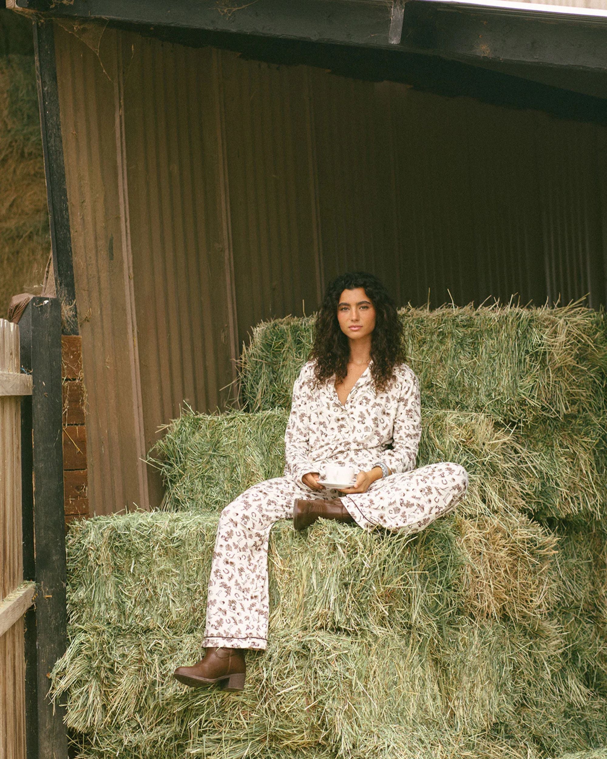 Milrey Countryside Toile Long Sleeve Pyjama Set