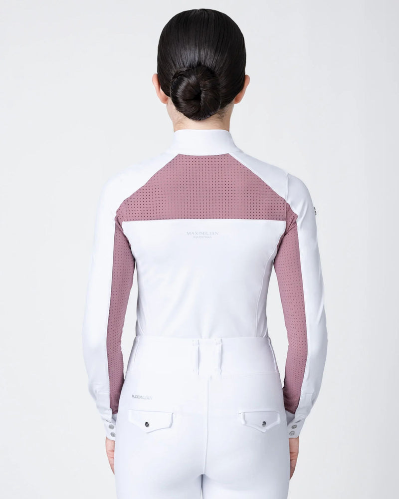 Maximilian YR Aveen Long Sleeve Show Shirt - White/Mauve