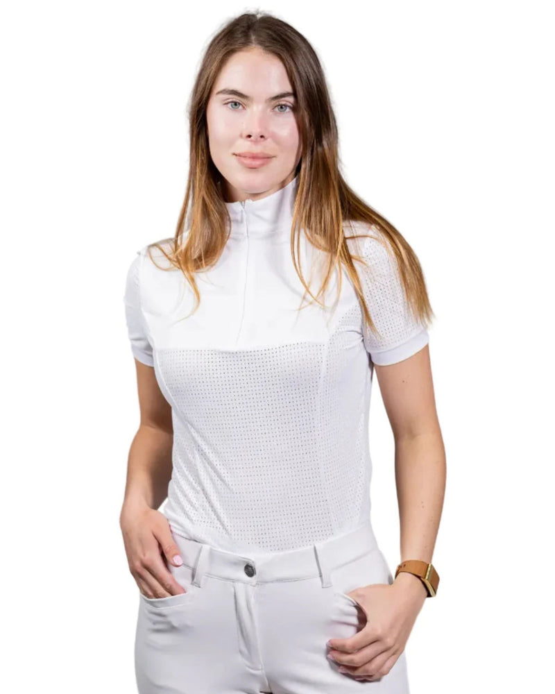 Equisite Genevieve Zip Show Shirt - White