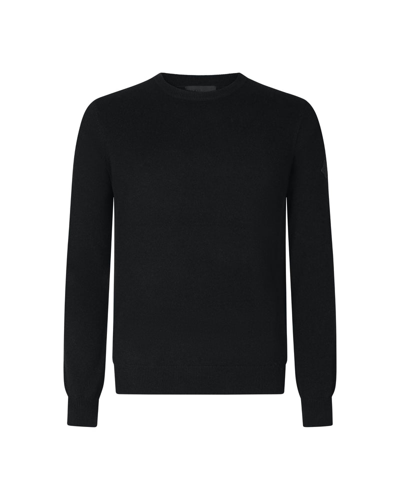 Trolle Tonal Cashmere Logo Crew Sweater Men - Black