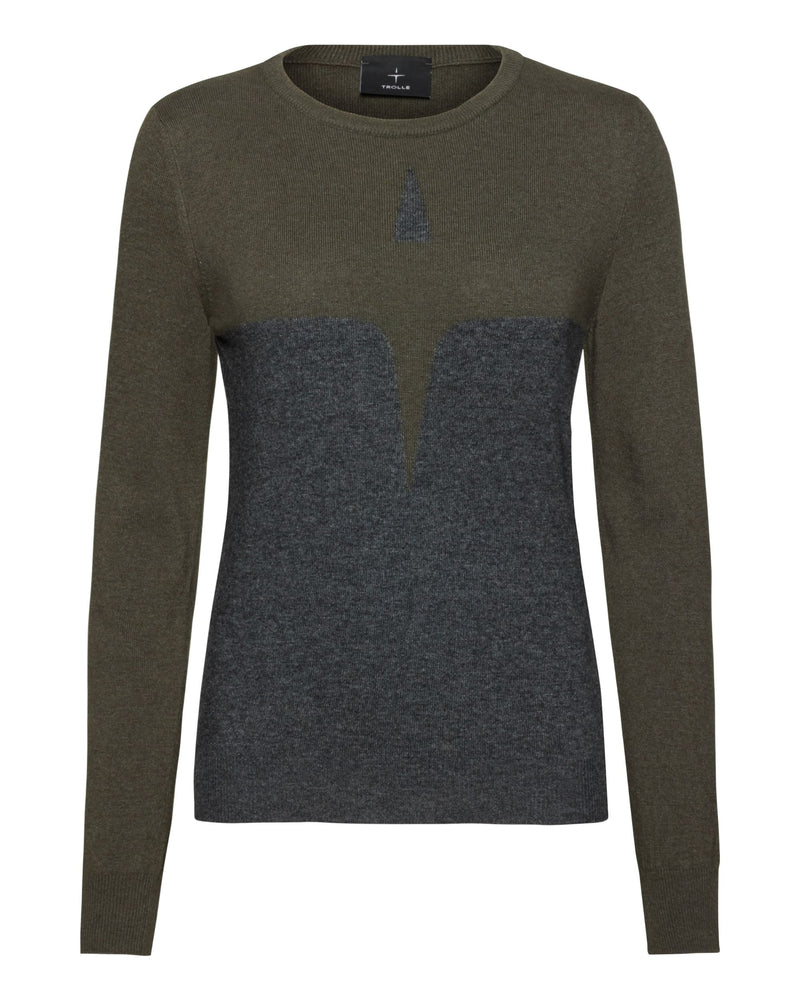 Trolle Cashmere & Wool Star Logo Crew - Earth Gray