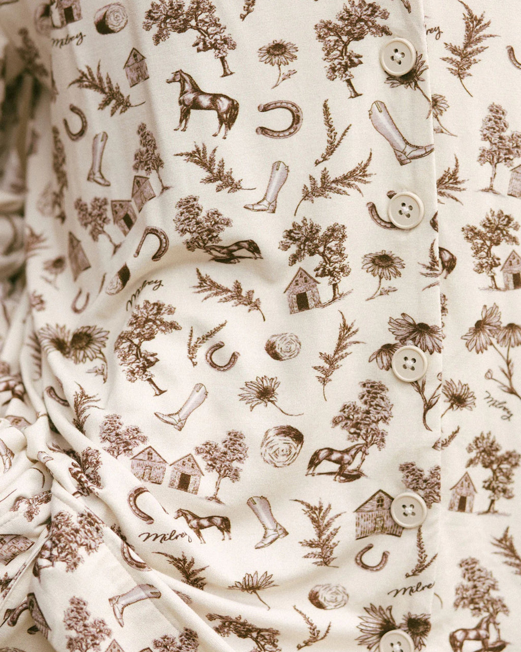 Milrey Countryside Toile Long Sleeve Pyjama Set