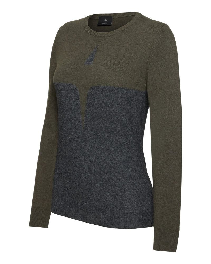 Trolle Cashmere & Wool Star Logo Crew - Earth Gray