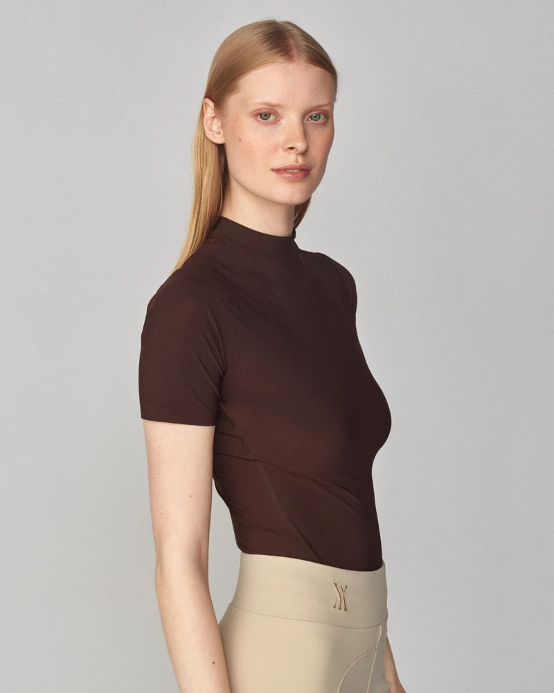 Yagya Lightweight Short Sleeve Top - Dark Brown