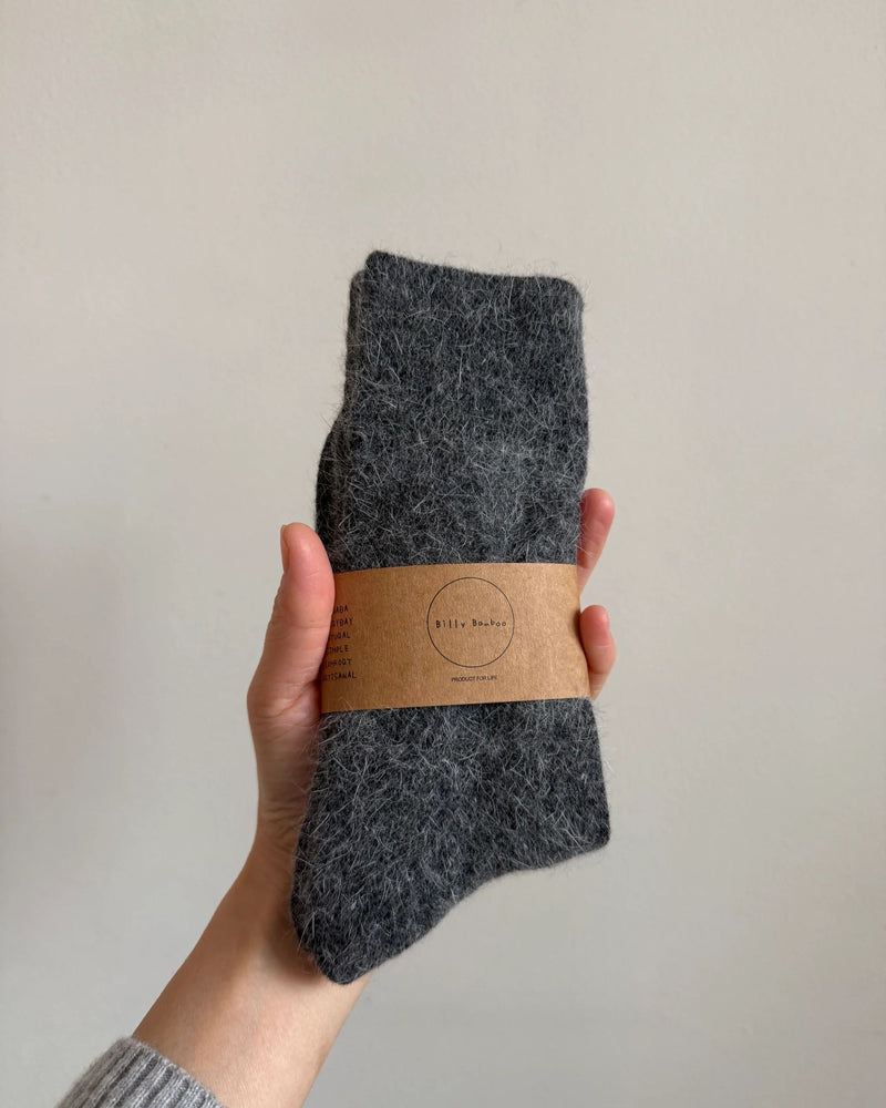 Billy Bamboo Fluffy Angora Socks - Dark Gray