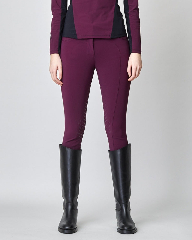 Yagya Knee Grip Compression Performance Breeches - Burgundy
