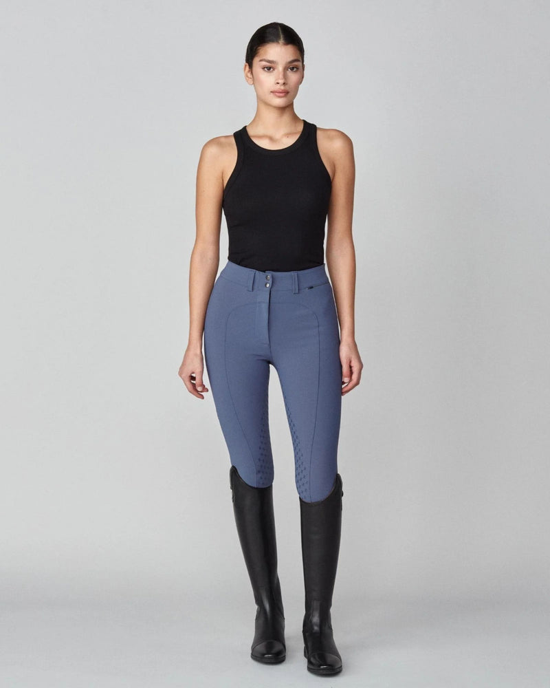 Yagya Knee Grip High Rise Compression Breeches - Slate Blue
