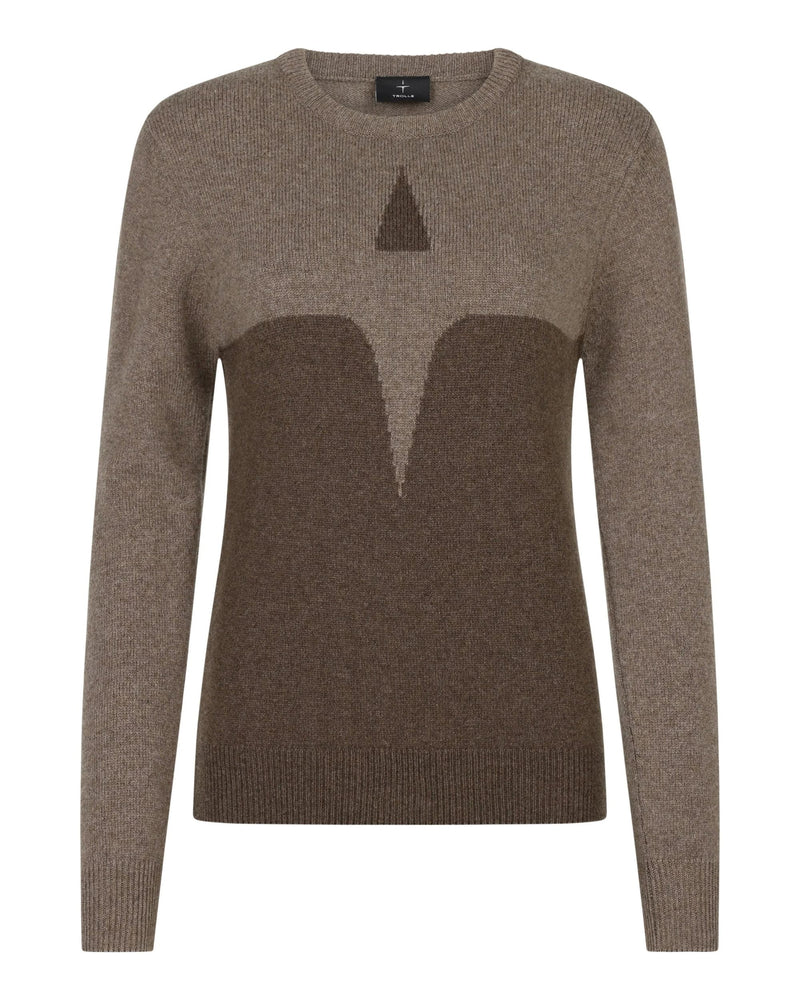 Trolle Cashmere & Wool Star Logo Crew - Terra