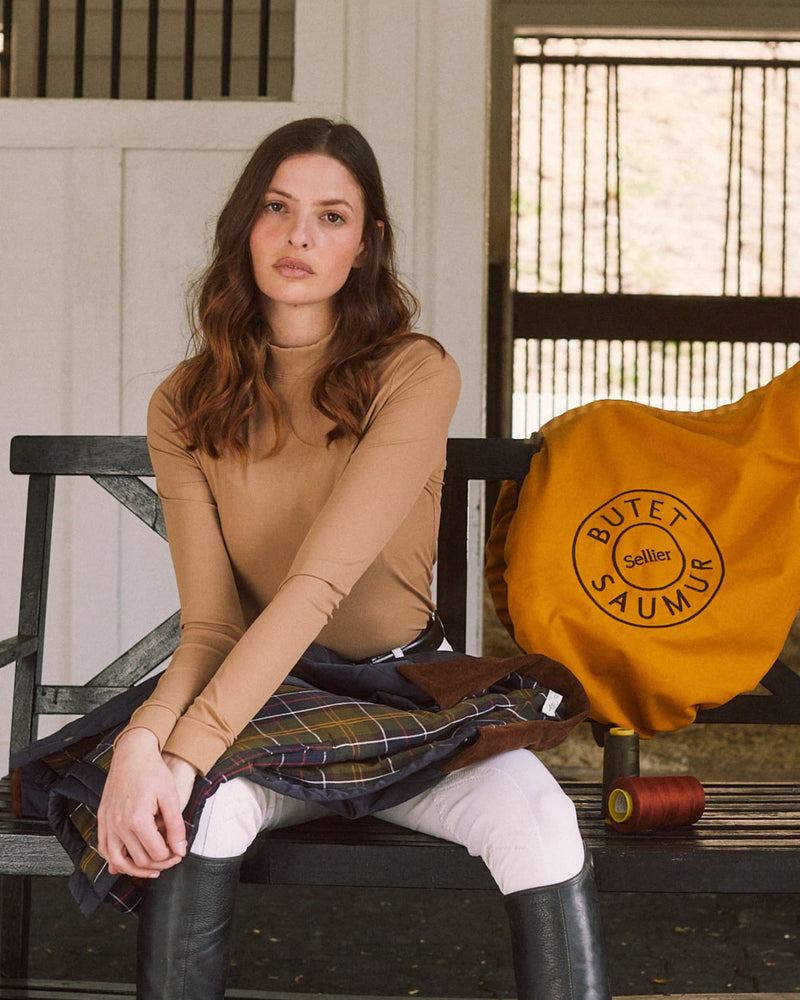 Solid Citizen Mel Italian Rib Mock Neck - Leather