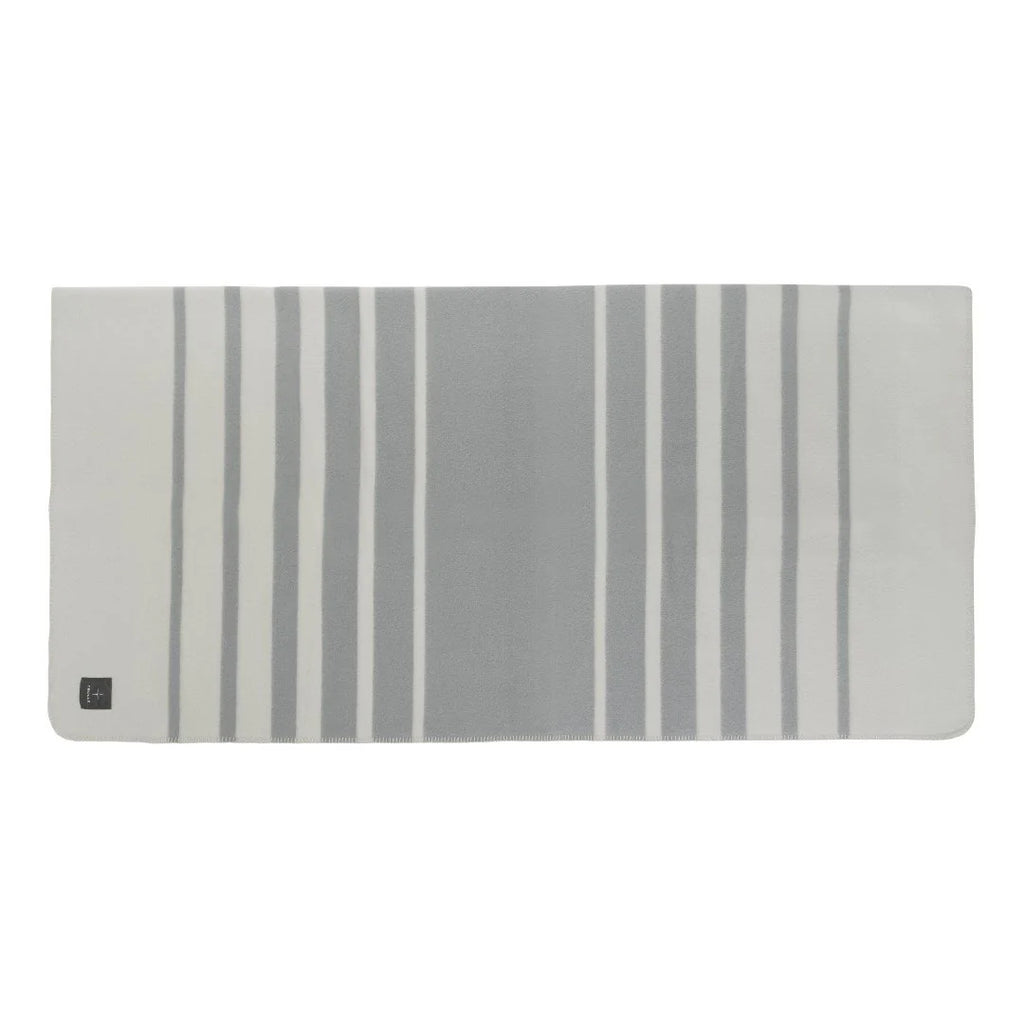Trolle Faded Stripe Wool Blanket - Light Grey/Grey