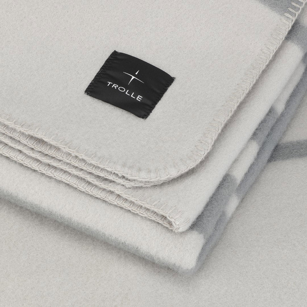 Trolle Faded Stripe Wool Blanket - Light Grey/Grey