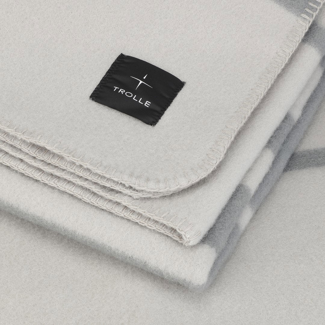 Trolle Faded Stripe Wool Blanket - Light Grey/Grey