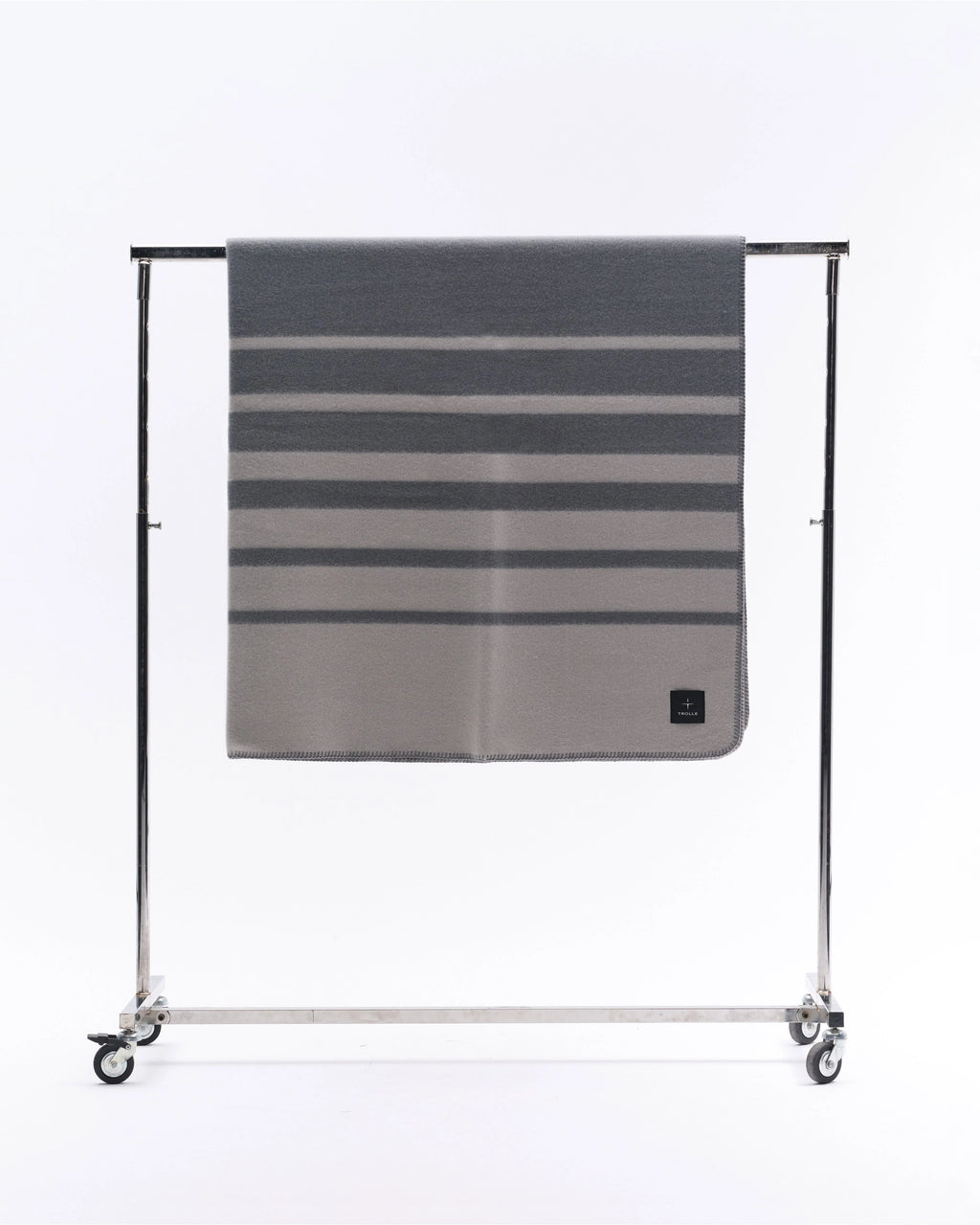 Trolle Faded Stripe Wool Blanket - Light Grey/Grey