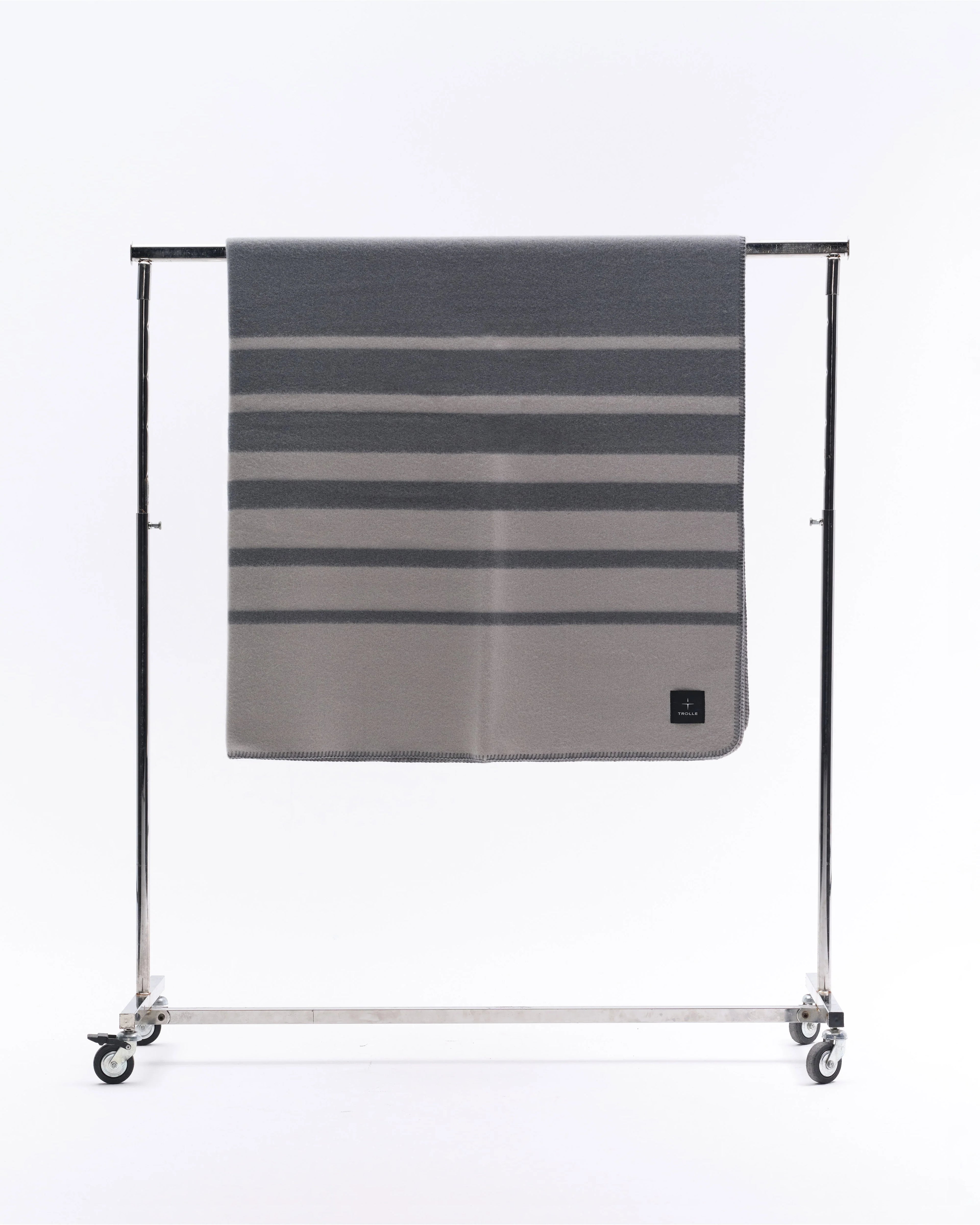 Trolle Faded Stripe Wool Blanket - Light Grey/Grey