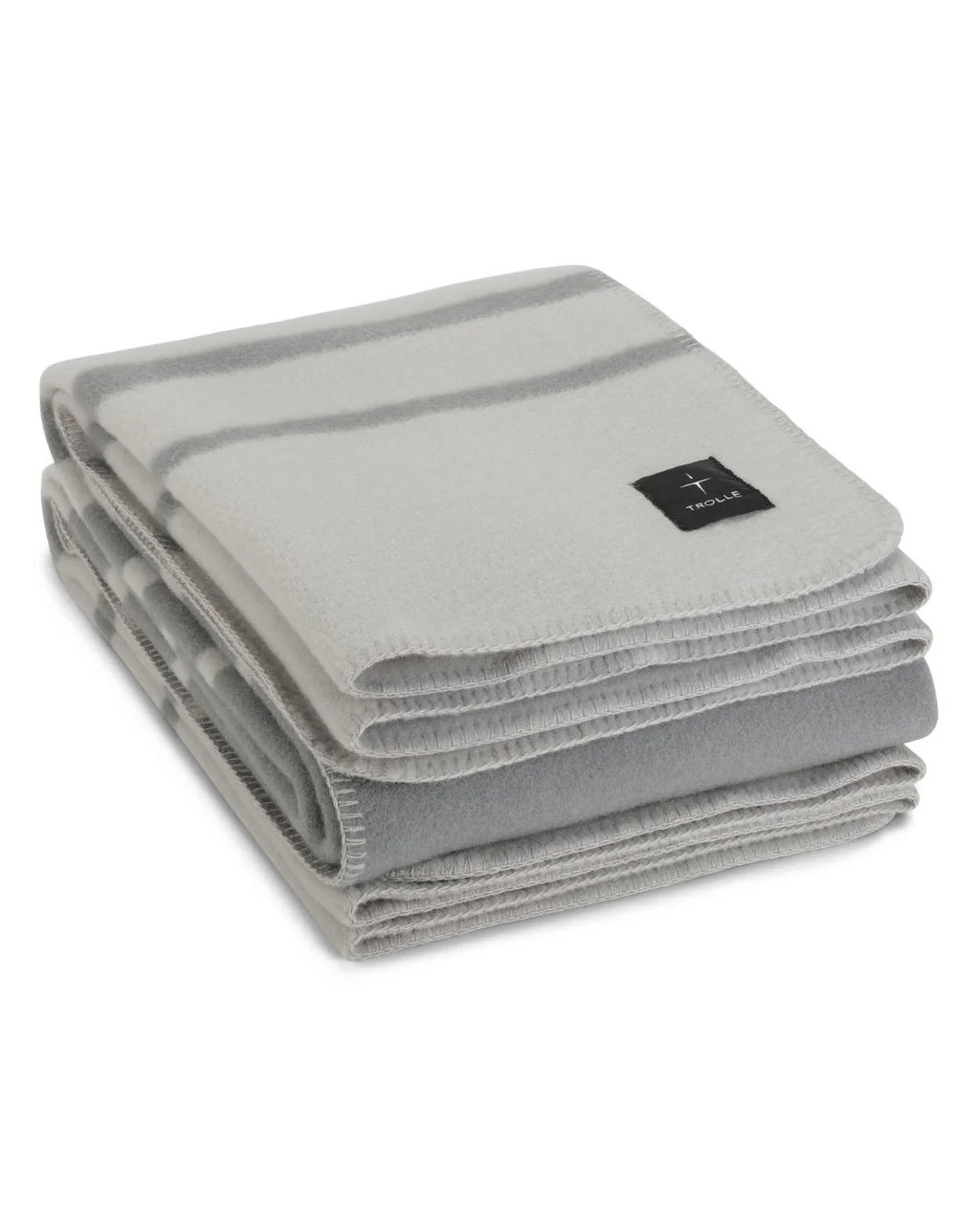 Trolle Faded Stripe Wool Blanket - Light Grey/Grey
