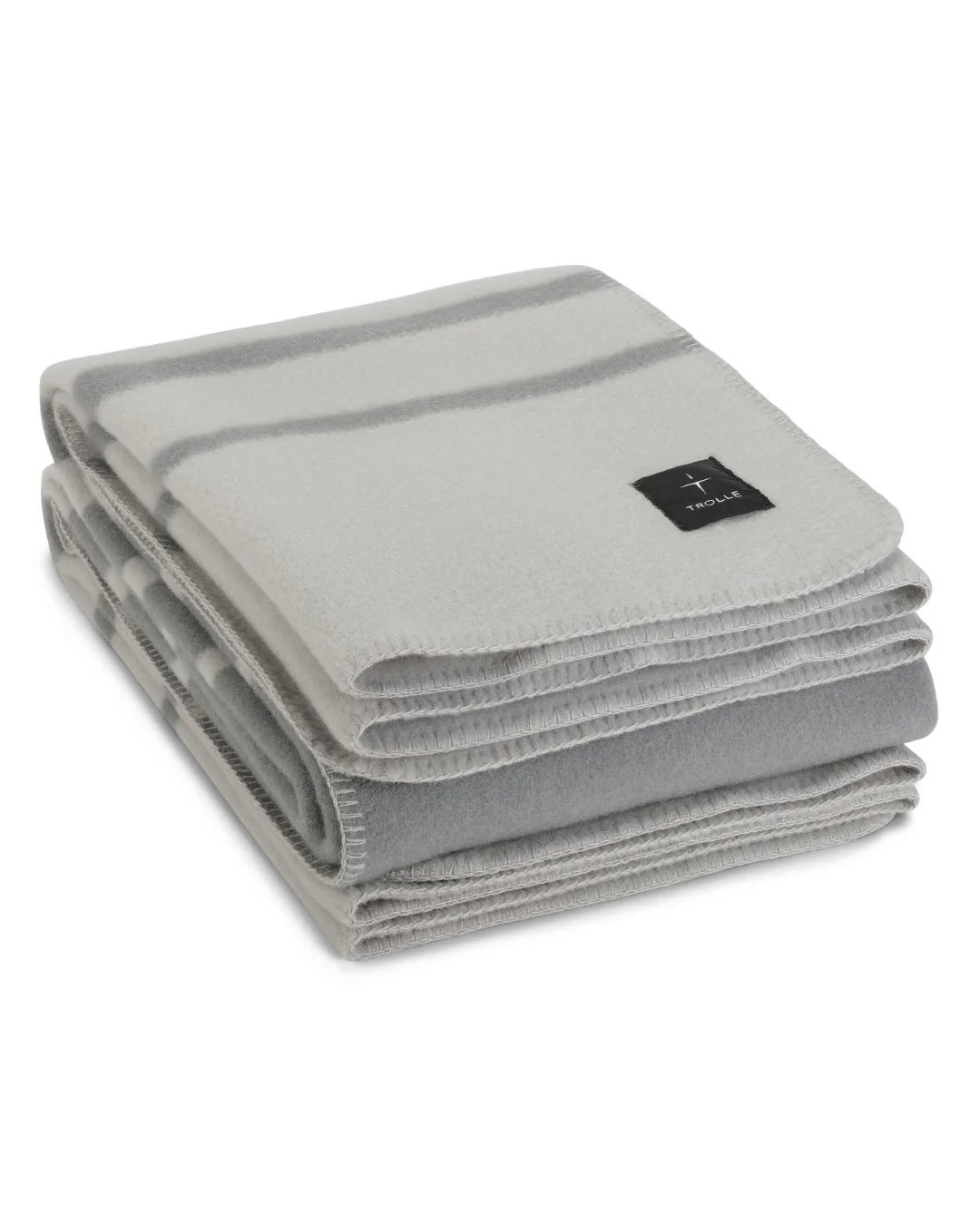 Trolle Faded Stripe Wool Blanket - Light Grey/Grey